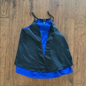 Aqua Black and Royal Blue Two-Tone Satin Cami